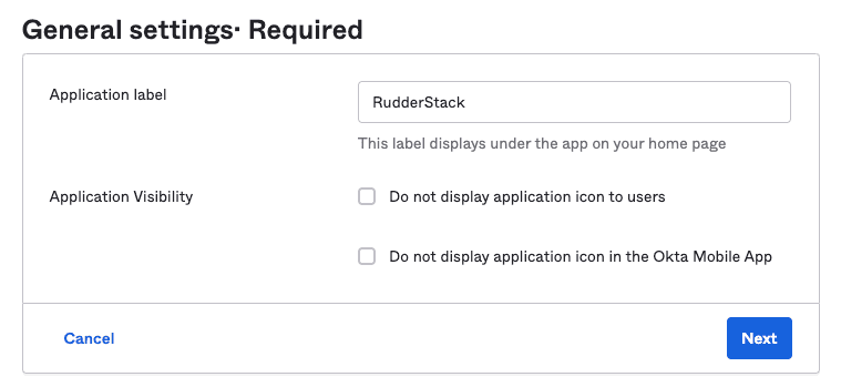 Application name and visibility