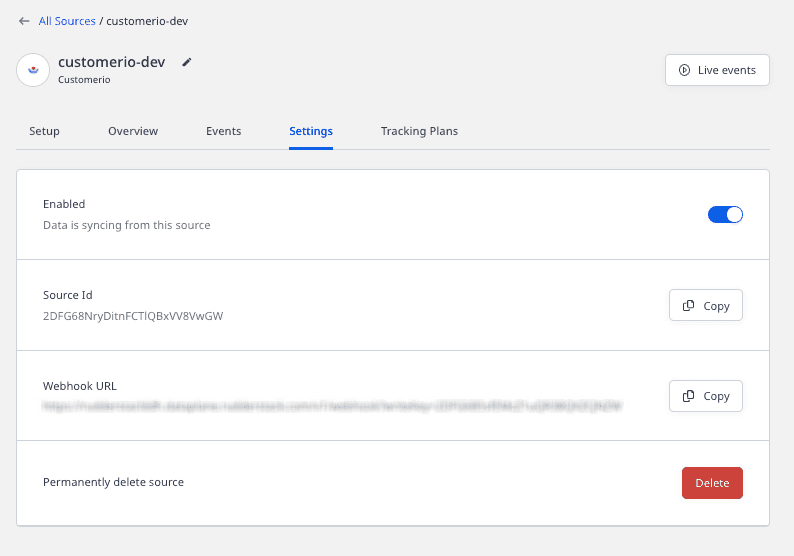 Customer.io webhook URL