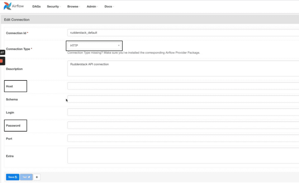 Airflow dashboard edit connection