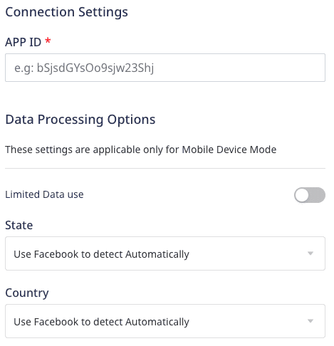 fb app events connection settings