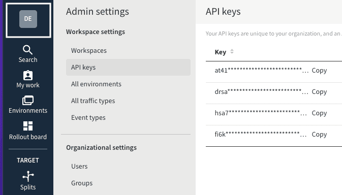 Split API key